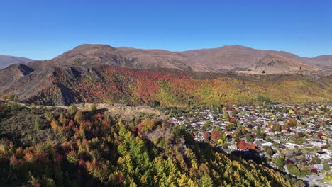 Arrowtown-township-drone-reveal-of-settlement,-tourist-attraction