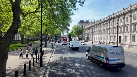 View-from-the-top-deck-of-a-bus-on-Whitehall-in-Westminster,-London,-England