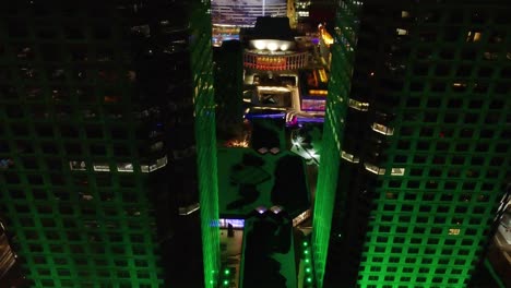 Aerial-View-of-Complexe-Desjardins-Shopping-Centre-Buildings-After-Dark