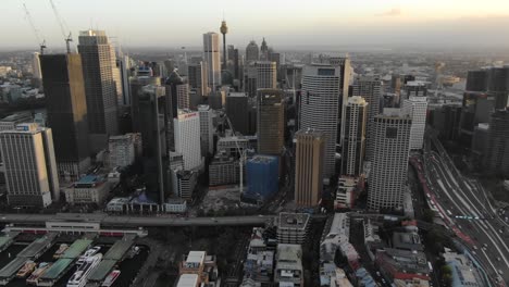 Aerial-view-of-Sydney-city-center-and-skyscrapers
