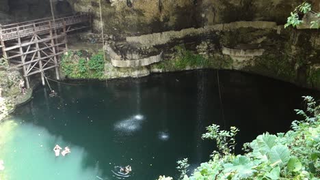 huge-and-amazing-Zaci-Cenote-in-Valladolid,-Mexico