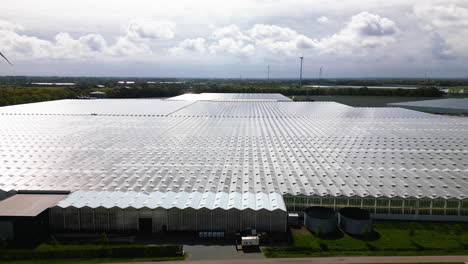 Massive-industrial-greenhouses,-aerial-drone-view