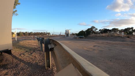 4K30-Time-Lapse-of-Big-Trucks-Arriving-to-Truck-Stop-in-Australia