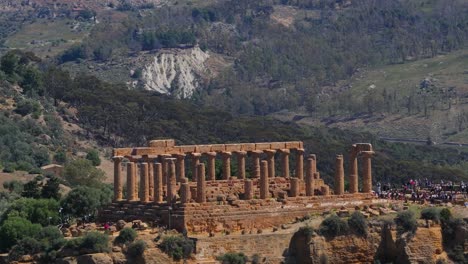 Cinematic-Aerial-View-Above-Temple-of-Hera,-Valley-of-the-Temples