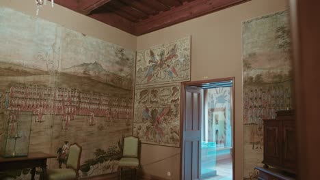 Historic-military-and-mythological-wall-paintings-in-Trakošćan-Castle-,-Croatia