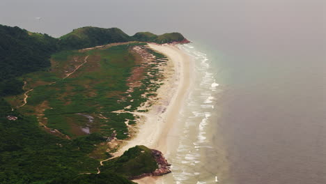 Aerial-view-of-Praia-do-Canto-on-Ilha-do-Mel,-Paraná-state,-Brazil