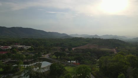Mountains-and-a-community-university,-Muak-Klek,-Saraburi,-Thailand