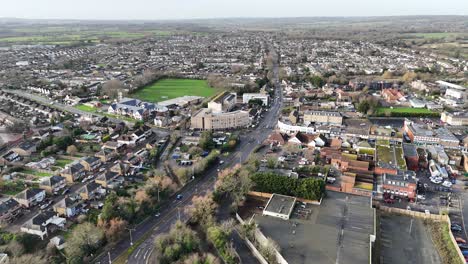 Drone-Del-Centro-De-La-Ciudad-De-Wickford,-Essex,-Reino-Unido,-Punto-De-Vista-Aéreo-Alto