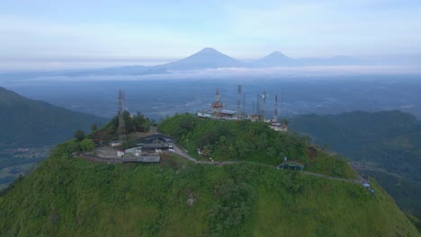 Drone-flying-on-the-top-of-Telomoyo-Mountain-with-beautiful-panoramic-view-of-other-mountains