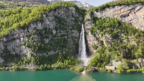The-grandeur-of-Seerenbachfälle-waterfall-in-Amden-Betlis,-Switzerland,-near-Lake-Walensee
