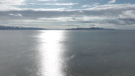 High,-wide-areial-view-over-the-Great-Salt-Lake,-Utah-on-a-sunny-spring-day