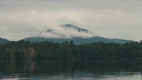 Foggy-mountain-with-lake-views-during-summer-smooth-motion-gimbal-shot-4k-30p