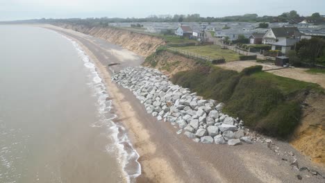 Aerial-parallax-view-of-Pakefield-Beach-during-daytime-in-England