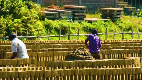 Workers-arranging-raw-bricks-for-drying-in-the-sun-in-Bangladesh