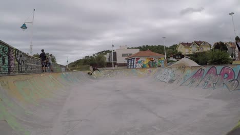 Skateboarding-Somo-Beach-skateboarder-rides-the-park