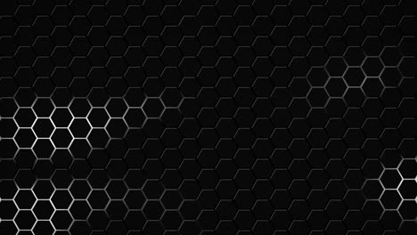 Oscuro-Hexágono-Geometría-Brillante-Azulejos-3d-Animación-Neón-Led-Luminancia-Luz-Formas-Ciber-Digital-Patrón-Tecnología-Fondo-Color-Oscuro-Blanco-Gris