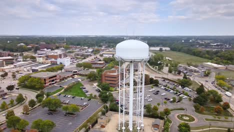 Water-Tower-Near-ABC-Supply-Stadium-close-During-COVID-19-Pandemic-In-Beloit,-Wisconsin,-United-States