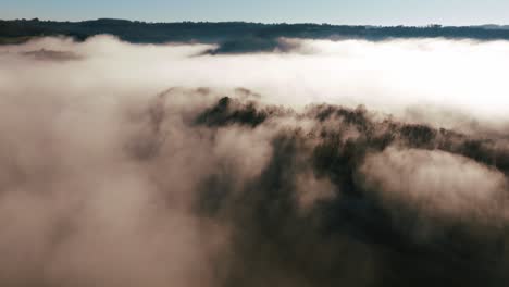 Nebel-Auf-Einer-Klippe-Und-Einem-Wald,-Drohnenaufnahme-Von-La-Roque-Saint-Christophe-In-Der-Dordogne,-Périgord---Frankreich