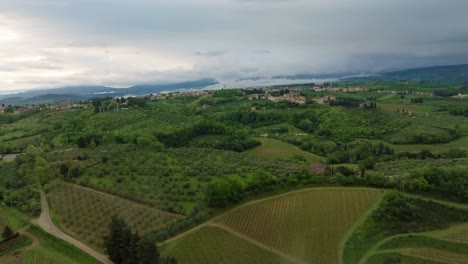 4K-Drohnenaufnahme-Toskanischer-Weinberge-Entlang-Der-Landwege