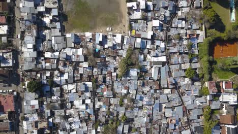 Arial-view-of-slums,-drone,-Nordelta-Buenos-Aires,-cenital