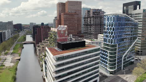 Business-District-With-Modern-Buildings-In-Amsterdam-Zuidas---Aerial-Drone-Shot