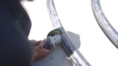 Closeup-view-of-thick-pipes-getting-cut