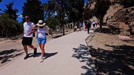 Tourists-Climbing-The-Slope-Trails-Of-The-Acropolis-Of-Athens-In-Greece