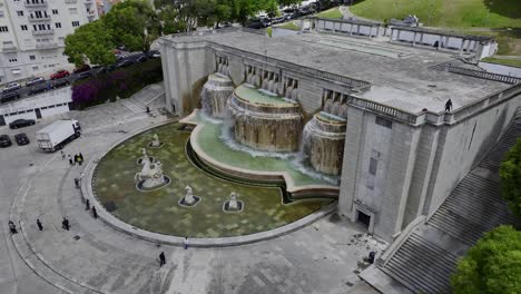 Drone-shot-of-Fonte-de-Luminosa-at-Alameda-in-Lisbon