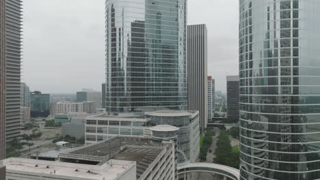 An-aerial-view-of-damage-to-the-Chevron-building-caused-by-straight-line-winds,-peaking-at-100-mph,-that-ripped-through-downtown-Houston,-Texas,-on-Friday,-May-16,-2024