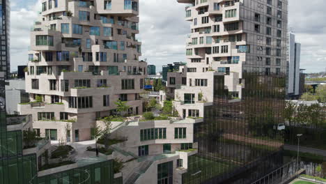 Terraced-Facade-Of-The-Valley-Apartments-In-Amsterdam's-Zuidas,-Netherlands