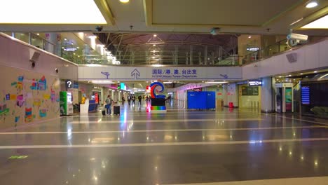 POV-walking-inside-tranquil-Beijing-Capital-airport-terminal-building-during-Covid-time,-China