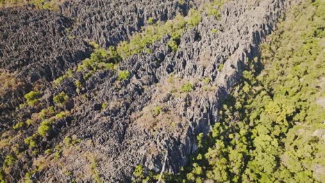 Wide-aerial-clip-view-of-big-Tsingy-de-Bemaraha---stone-formation-and-national-park-in-Madagascar