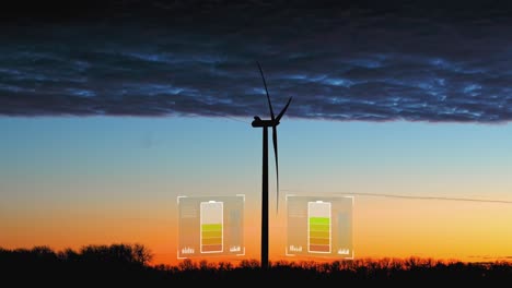 Wind-turbine-collecting-electricity-with-a-vivid-sunset-sky-background---3d-render