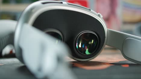 Close-Up-View-Of-Apple-Vision-Pro-Augmented-Reality-Virtual-Reality-Headset-Showing-Eye-Focal-Lenses