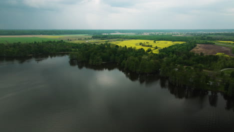 Aguas-Tranquilas-Y-Vegetación-En-El-Parque-Estatal-Reelfoot-Lake-En-Tennessee,-Estados-Unidos---Toma-Aérea