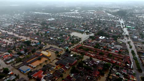 South-American-city-covered-by-flood-emergency,-severe-weather-crisis