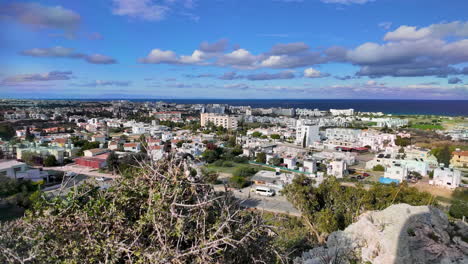 Wide-view-of-Protaras,-Cyprus-with-the-Mediterranean-Sea-in-the-background