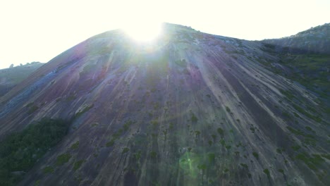 Beautiful-drone-shot-mountain-with-sun-lens-flare-in-Southern-Africa