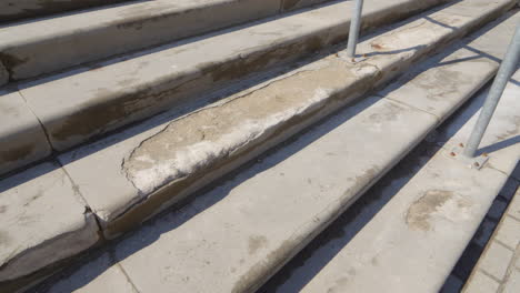 Weathered-concrete-staircase-in-city,-motion-view