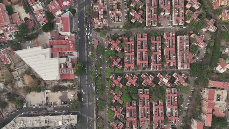 Aerial-view-of-a-housing-complex-in-Coyoacán,-Mexico-City