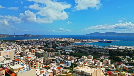 Port-Of-Zakynthos,-Greek-Island-In-The-Ionian-Sea-Of-Greece---Aerial-Drone-Shot