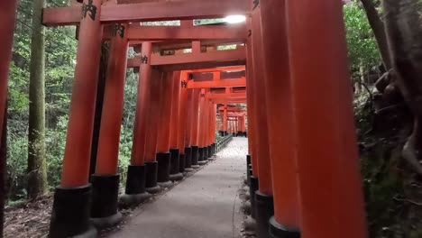 Kyoto,-Japan---Strolling-Amidst-the-Torii-Gates-at-Fushimi-Inari-taisha-Shrine---POV