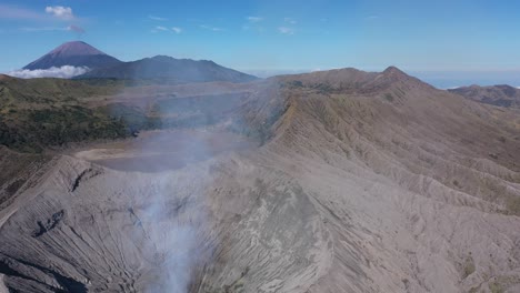 Aerial-view-of-Mount-Bromo-eruption,-Java,-Indonesia