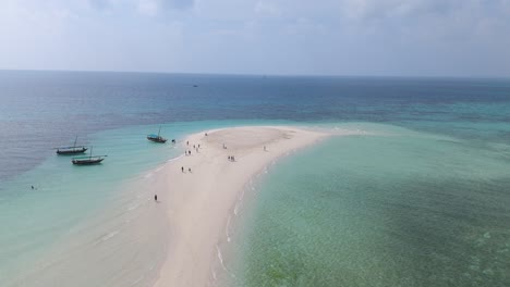 Sandy-Beach-Paradise-for-Tourism-on-Kwale-Island-in-Zanzibar-on-Tanzania-Coast,-Aerial