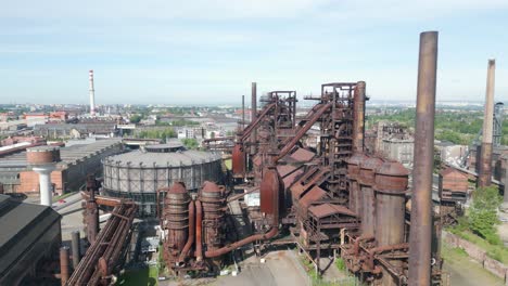 Aerial-view-of-the-industrial-area-of-Dolní-Vítkovice-in-Ostrava,-Czech-Republic