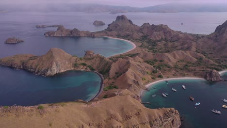 Aerial-view-of-Padar-island-in-sunrise,-Komodo-National-Park,-Indonesia