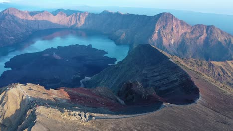 Mount-Rinjani-at-beautiful-sunrise,-the-second-highest-volcano-in-Indonesia