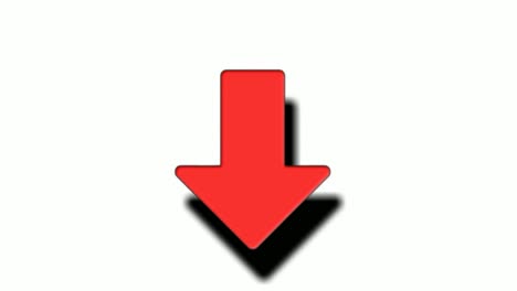 Down-Arrow-sign-symbol-with-shadow-animation-on-white-background,-red-color-cartoon-arrow-pointing-downside-4K-animated-image-video-overlay-elements