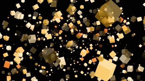 3D-floating-flying-spinning-cube-shape-square-animation-movement-in-space-on-black-background-visual-effect-geometric-pattern-colour-orange-gold