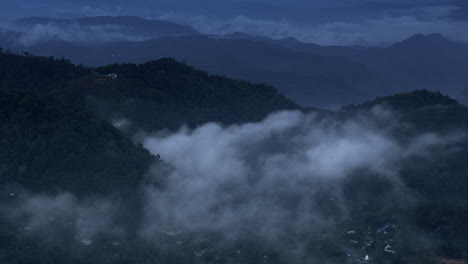 Mountains-in-clouds-at-evening-in-summer